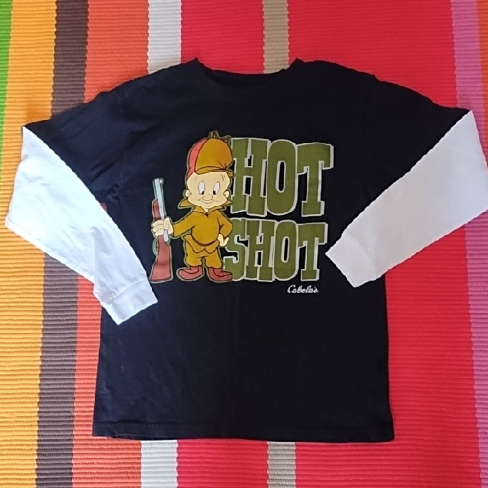 Cabela's Kids Black and White 'Hot Shot' Long Sleeve Tee